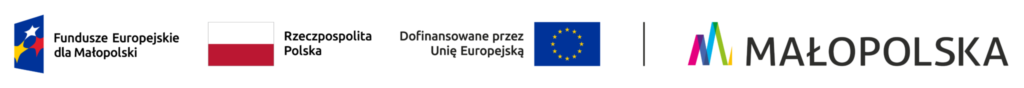 Nagłówek Fundusze Europejskie dla Małopolski, Flaga Polski Rzeczpospolita Polska, Dofinansowane przez Unię Europejską, logo Małopolska
